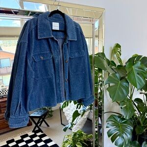 Anthropologie Avec Les Filles Drop Shoulder Cropped Corduroy Shacket